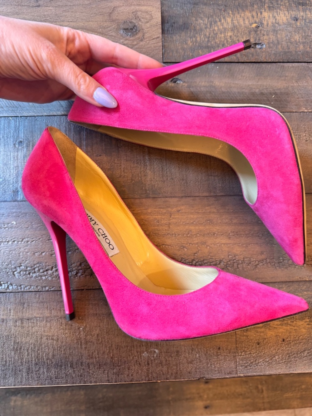 Jimmy Choo Fuchsia Suede Anouk 38.5 - Picture 6 of 8